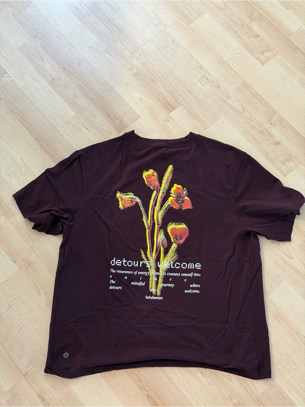 lululemon athletica Maroon Short-Sleeve Tee with Yellow & Orange Floral Graphic